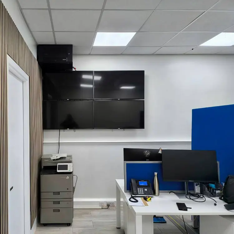 Installation of a 4-screen CCTV video wall in a corporate office, London, by CCTVcam