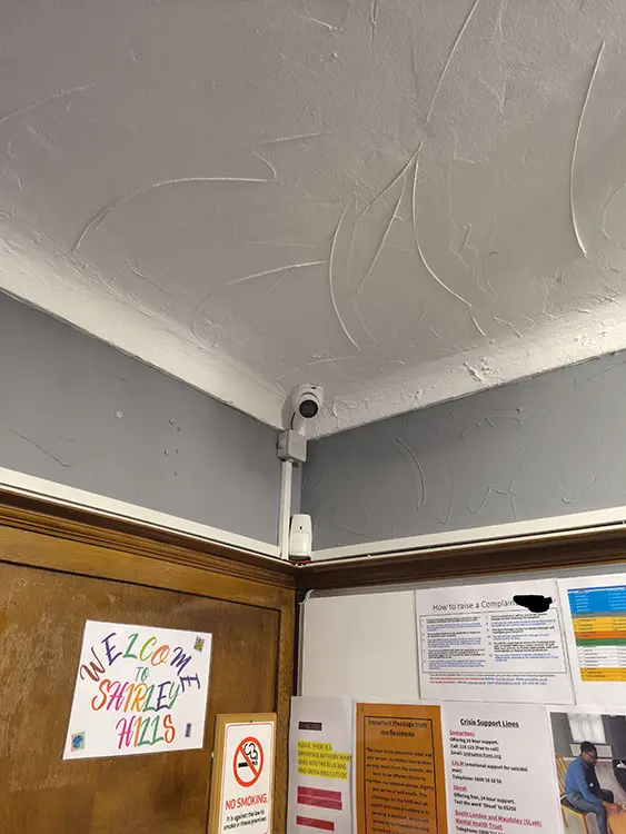 Discreet CCTV camera and security sensor installed in a London community hub by CCTVcam